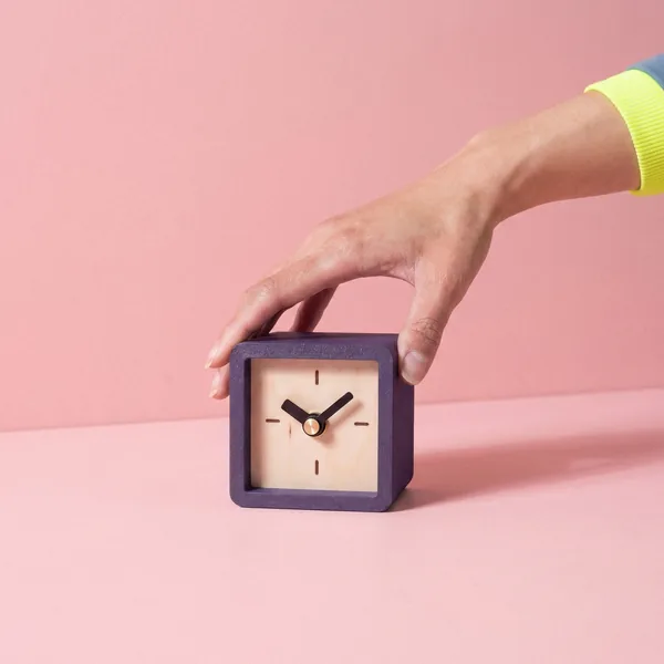 Custom engraved wood desk clock.